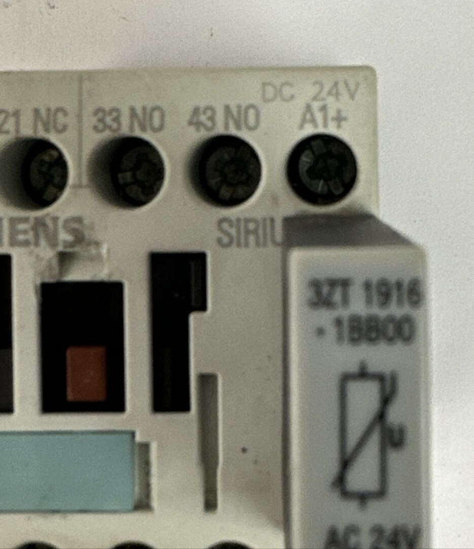 SIEMENS 3RH1131-1BB40 CONTACTOR 10A 600VAC COIL 24VDC 3ZT 1919-1BB00 SURGE SUPPR