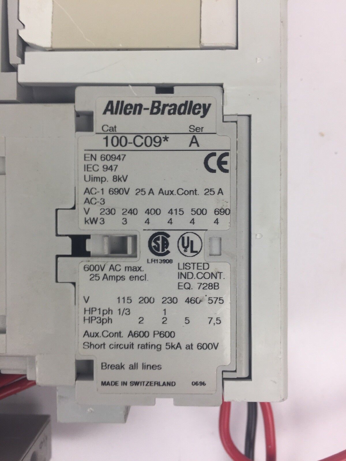 ALLEN BRADLEY 190-M* 140-MN-1000 MOTOR STARTER 100-C09* 100S 140-A210 COIL 120V