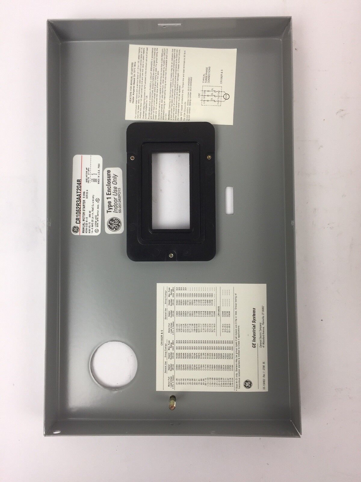 GE CR1062R3AAT204R MAN MOTOR STARTER NEMA SIZE M-0 3 POLES/OVERLOADS 480V 60HZ