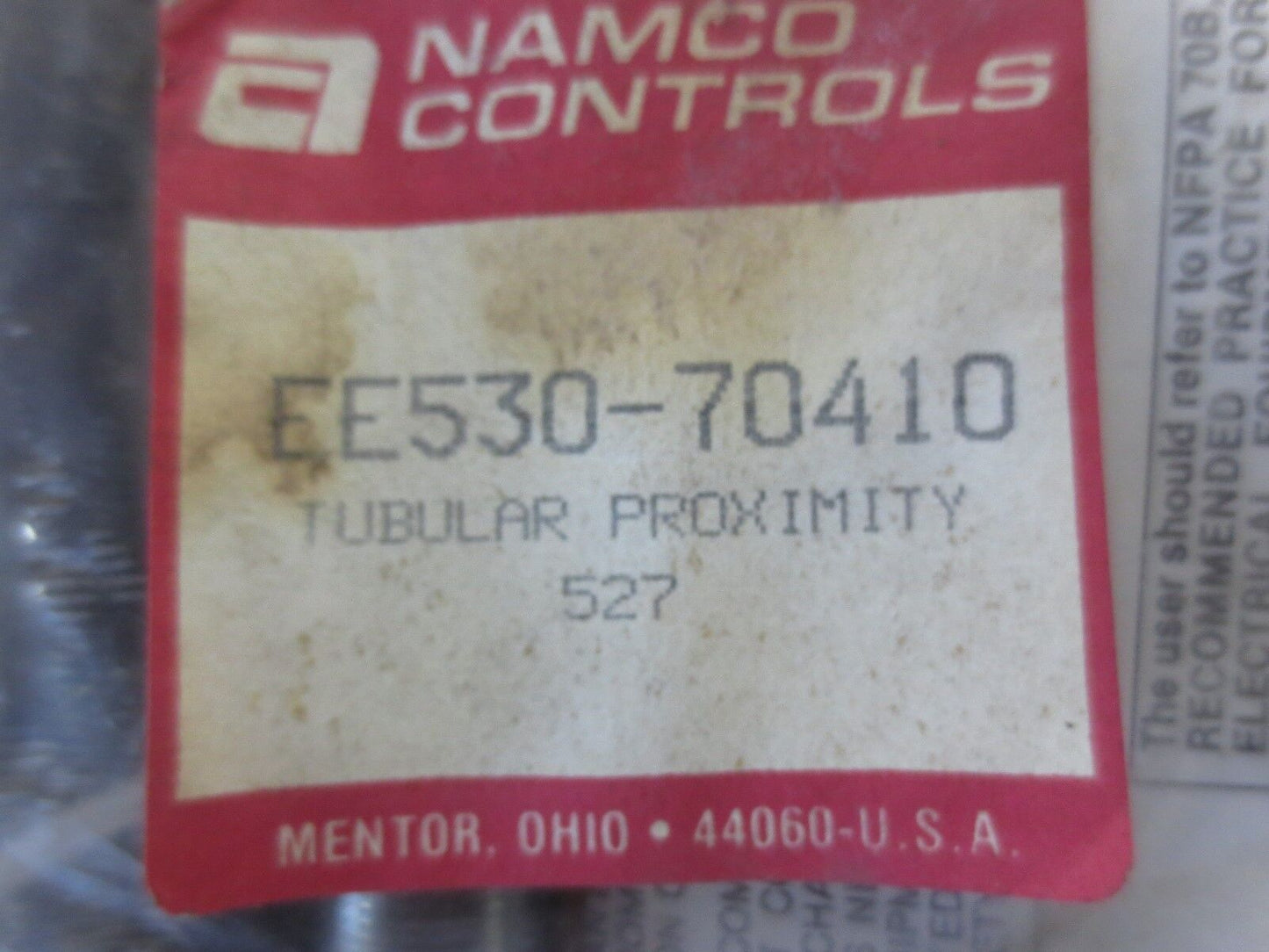 NAMCO CONTROLS EE530-70410 TUBULAR PROXIMITY SENSOR - NEW SURPLUS in SEALED BAG