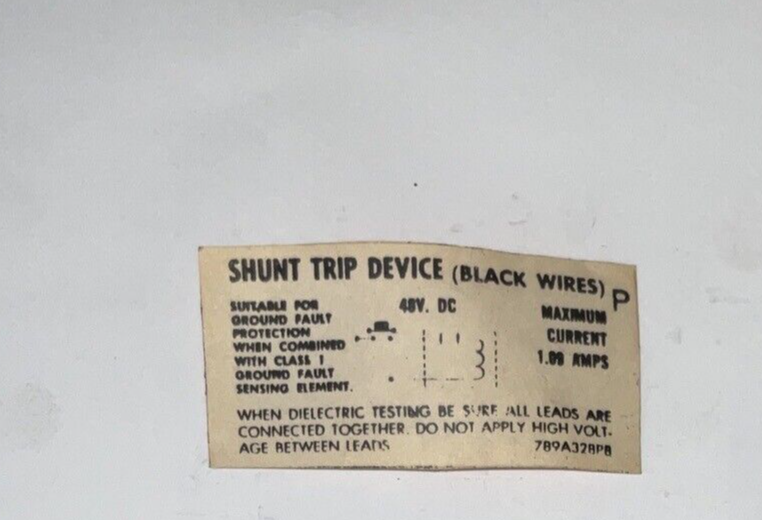 GE TEDST9 SHUNT TRIP DEVICE 48VDC 1.09A