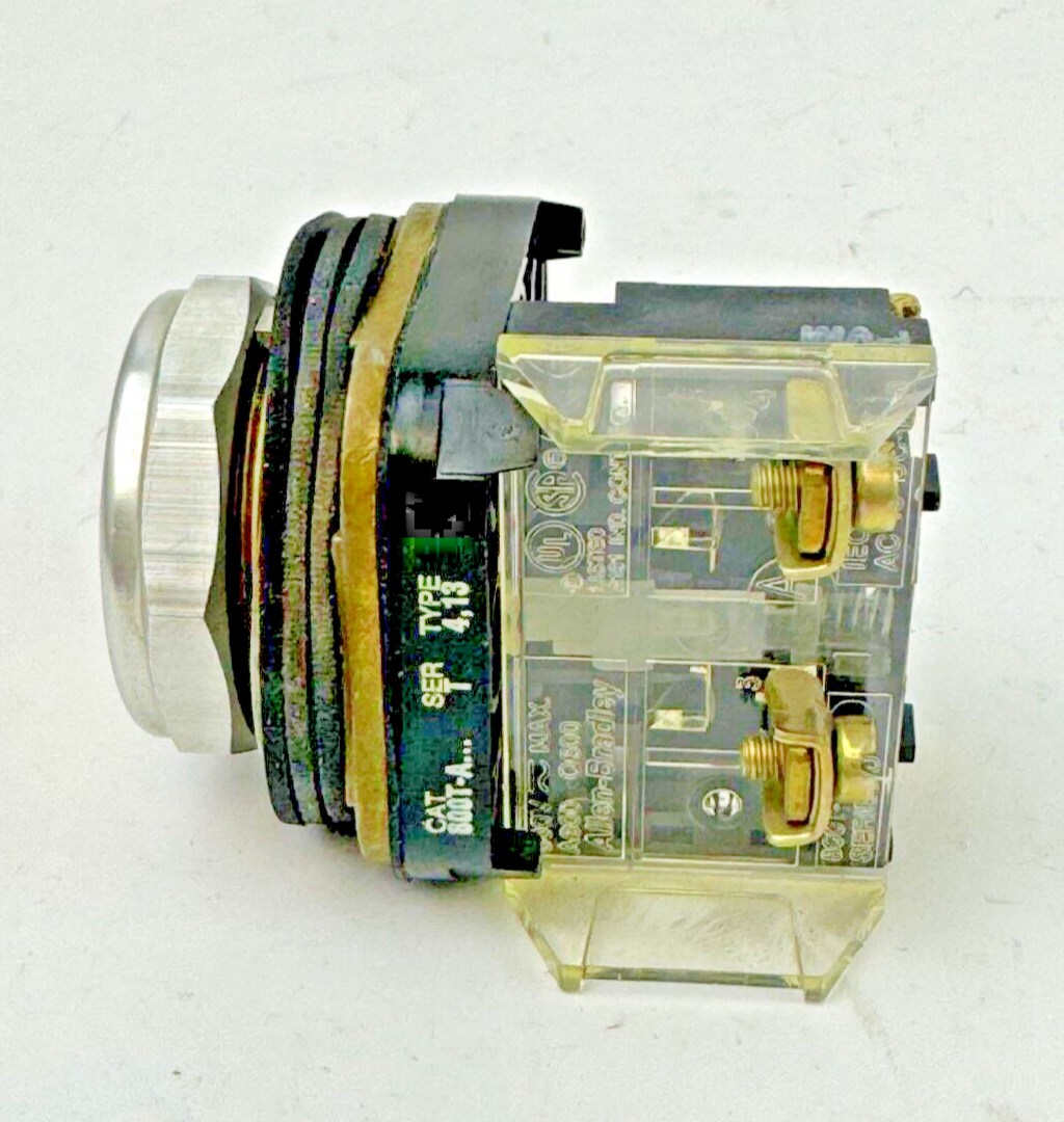 ALLEN-BRADLEY - 800T-A SER. T TYPE 4, 13 - YELLOW PUSH BUTTON W/ 800T-XD1 SER. D