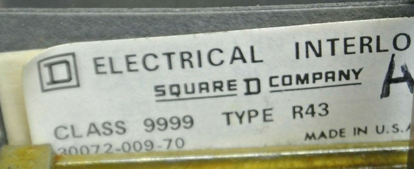 SQUARE D 9999 R43 ELECTRICAL INTERLOCK / SINGLE POLE / 9422 60A / NEW SURPLUS