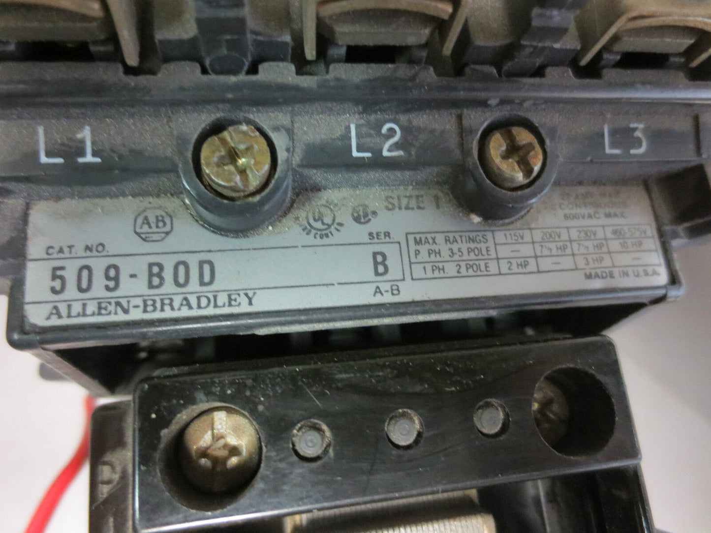 ALLEN-BRADLEY 509-BOD STARTER - NO COIL, NO HEATERS - w/ 42185-800-01