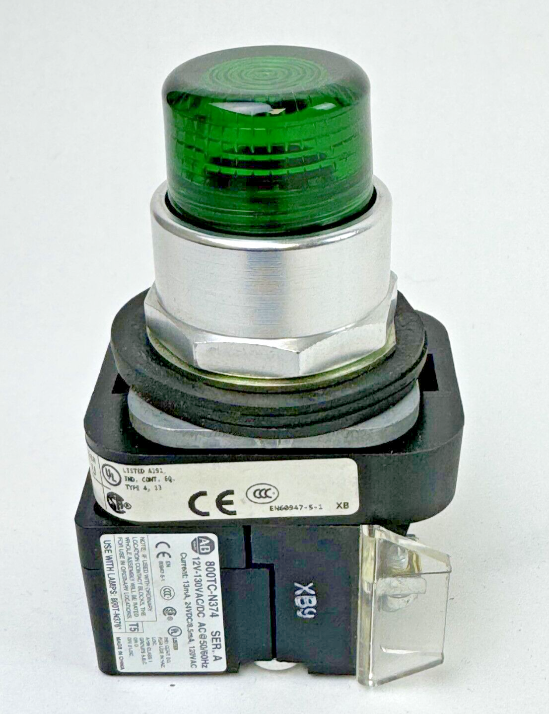 ALLEN-BRADLEY - 800T-QBH2G SER. U - GREEN LED PUSH BUTTON W/ 800TC-N374 A BLOCK