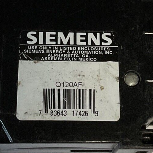 SIEMENS Q120AF CIRCUIT BREAKER 20A 10KA 120VAC 50/60HZ