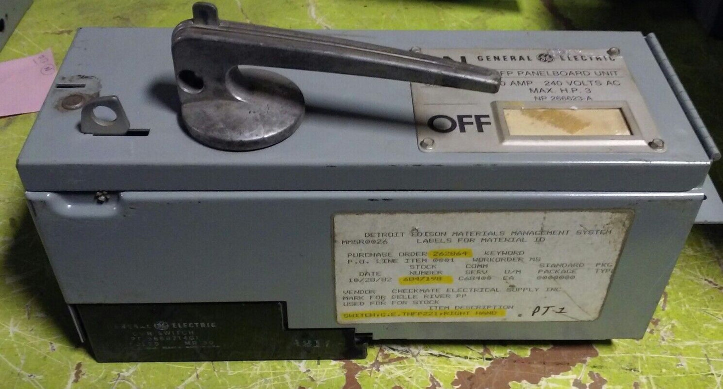 GENERAL ELECTRIC GE THFP221X - 30A, 2-P, 240V Fused Panelboard Switch