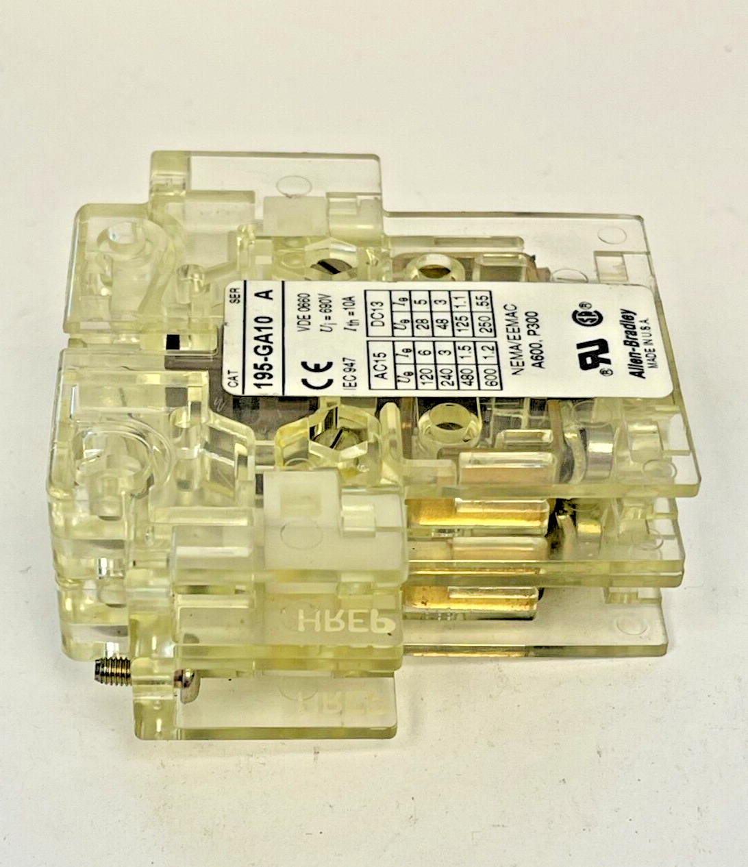 ALLEN-BRADLEY - 195-GA10 SER. A - AUXILIARY CONTACT SIDE MOUNT, FOR 194R DISCONN