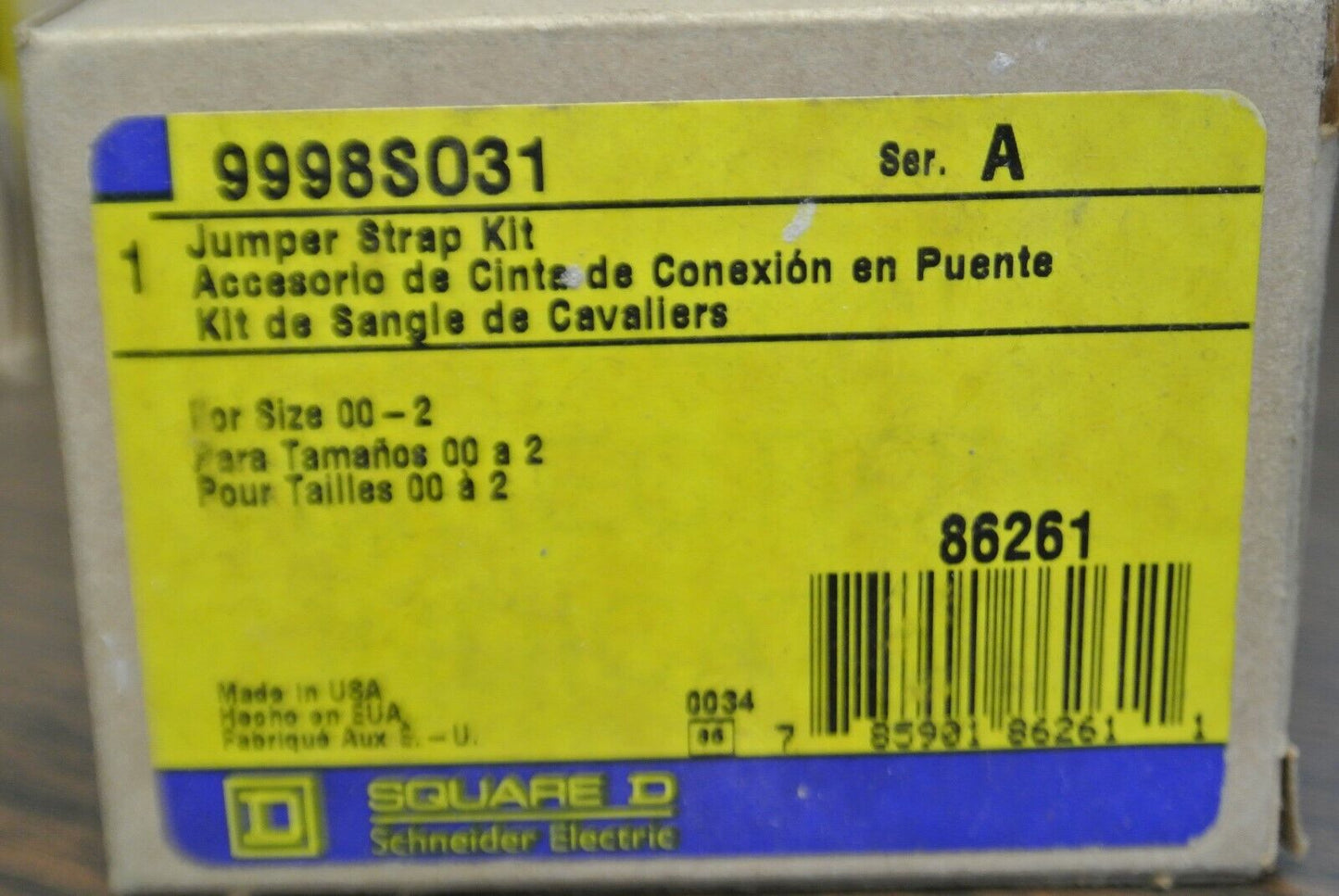LOT of 5 / SQUARE D 9998SO31 JUMPER STRAP KIT / SIZE 00-2 / NEW SURPLUS
