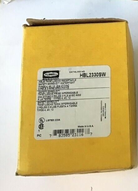 HUBBELL HBL2330SW TWIST LOCK RECEPTACLE 20A 277V 2POLE