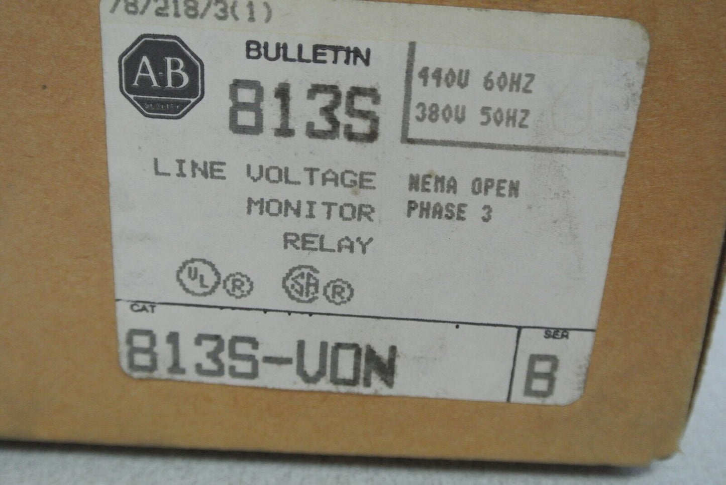 ALLEN-BRADLEY 813S-VON Ser. B LINE VOLTAGE MONITOR RELAY 440/380V - NEW SURPLUS