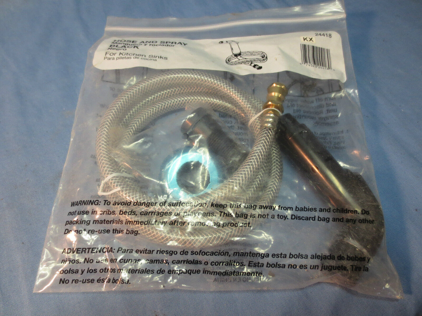 24418 HOSE & SPRAY KIT FOR KITCHEN SINKS - BLACK - L.G. SOURCING - NEW SURPLUS