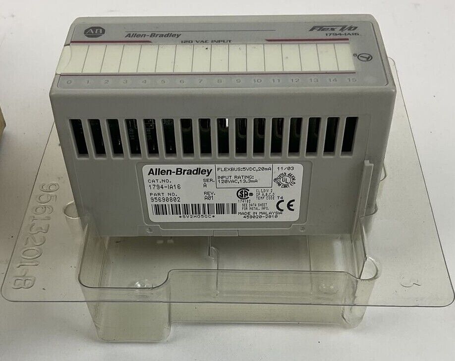 ALLEN BRADLEY 1794-IA16 INPUT MODULE SER.A 5VDC REV.A01 120VAC 20MA