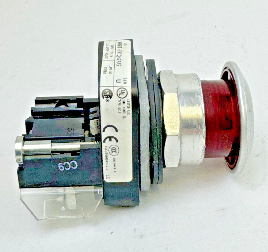 ALLEN-BRADLEY - 800T-FXTQH2RA5 SER. U - RED PUSH/PULL BUTTON *READ MISSING SCREW