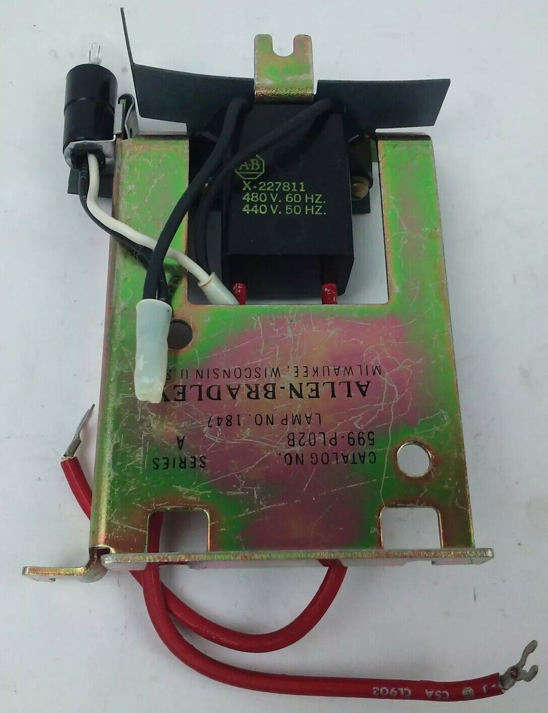 ALLEN BRADLEY 599-PL02B SER. A, PILOT LIGHT W/ RED LENS, SIZES 0-1-2, 480V- 60HZ