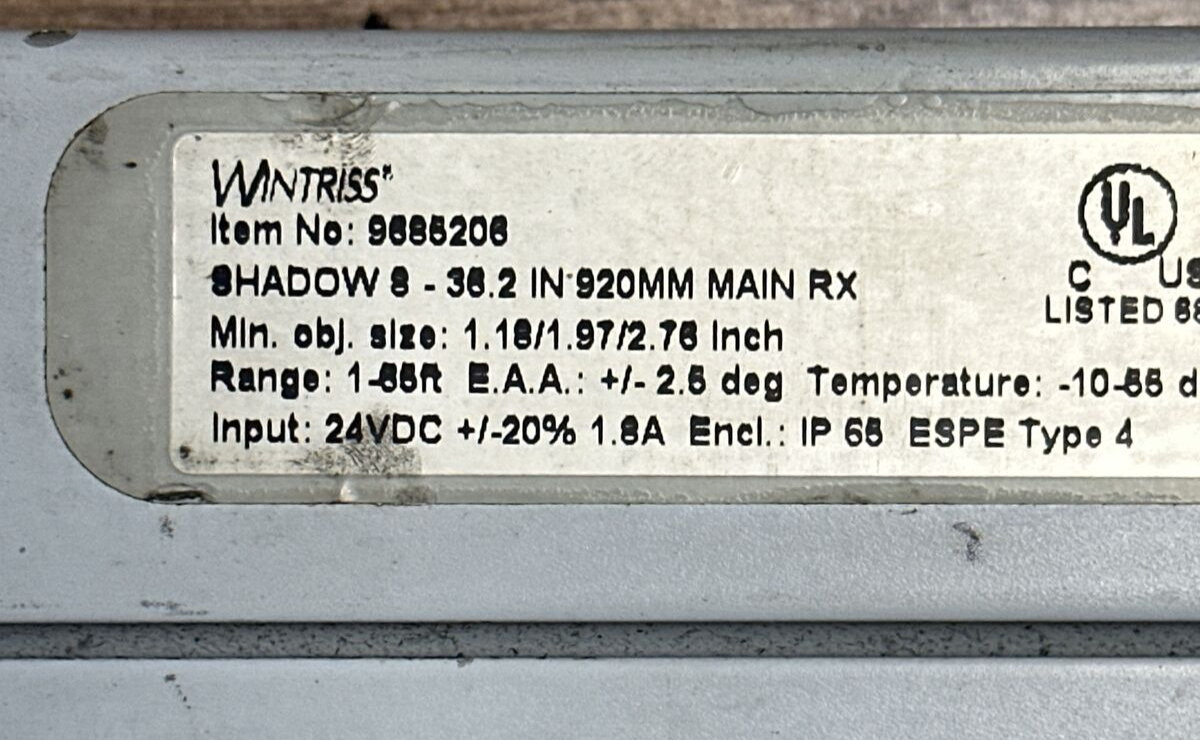 WINTRISS SHADOW 8 MAIN RECEIVER LIGHT CURTAIN 9685206 24VDC