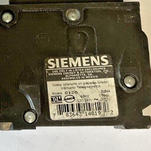 SIEMENS Q120(1POLE) & Q240(2POLE) CIRCUIT BREAKER 120/240VAC 20, 40A 60HZ