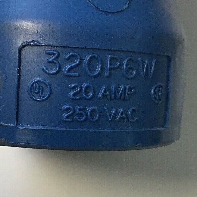 HUBBELL 320P6W PIN & SLEEVE WATERTIGHT PLUG 20A 250VAC
