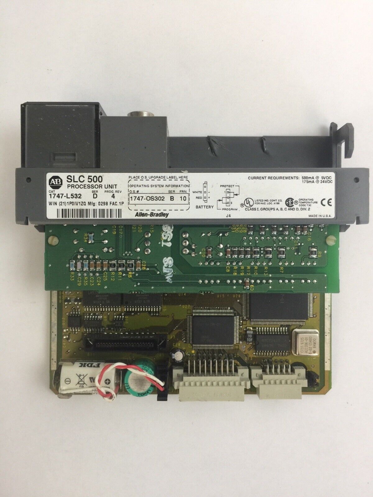ALLEN BRADLEY 1747-L532 PROCESSOR UNIT SER D PROC REV 4 1747-OS302 SER B FRN 10