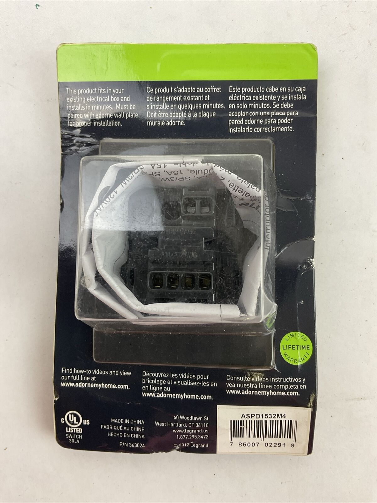LEGRAND 362918 ASPD1532M4 ADORNE PADDLE SWITCH 1 POLE 15A 3 WAY