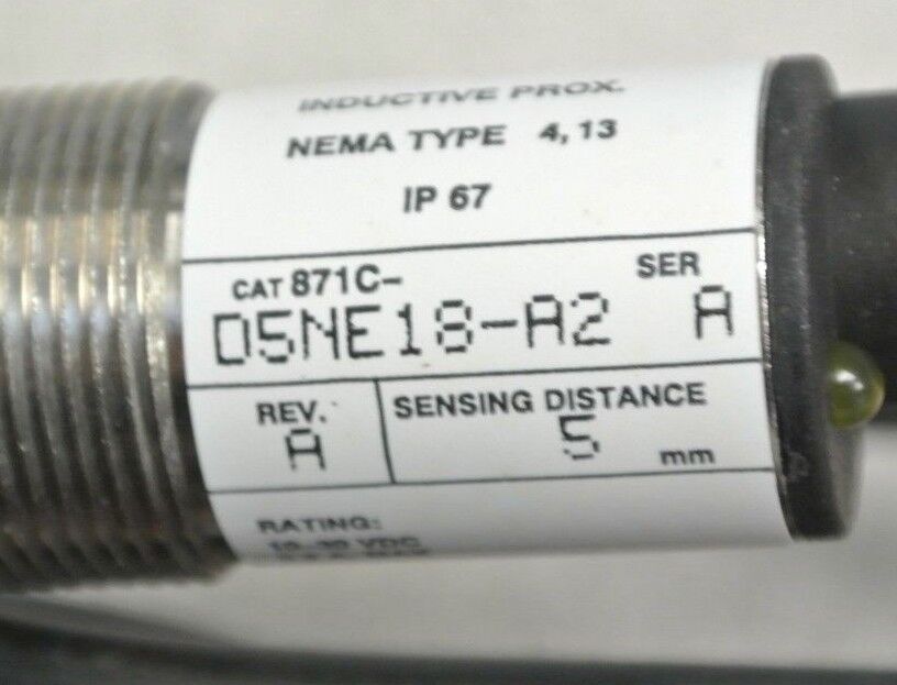 ALLEN-BRADLEY 871C-D5NE18-A2 CYLIND. INDUCTIVE PROXIMITY SWITCH / 10-30VDC 18mm