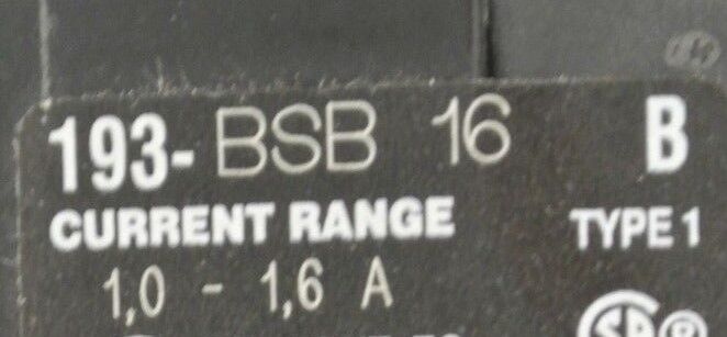 ALLEN-BRADLEY 193-BSB16 Ser. B BIMETALLIC OVERLOAD RELAY 1.0-1.6A / NEW SURPLUS