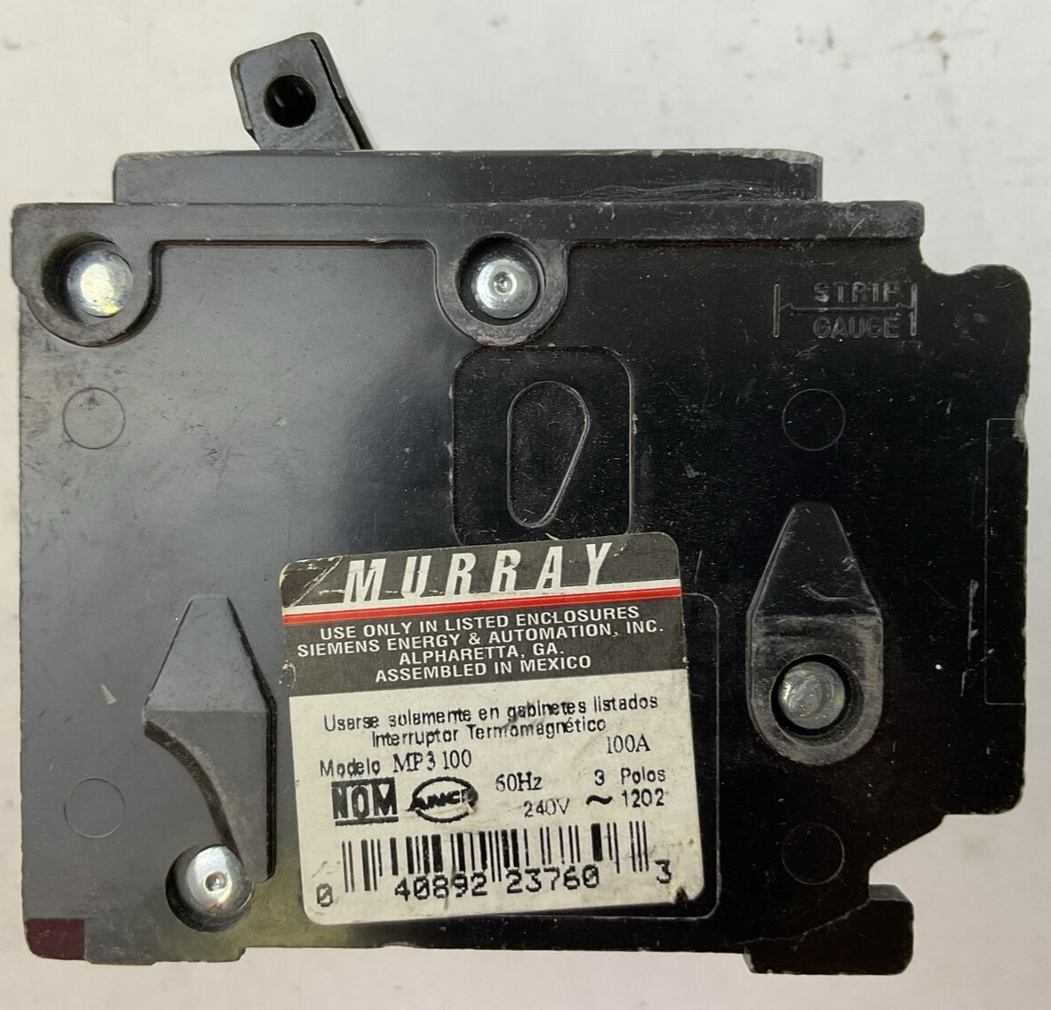 MURRAY MP3100 CIRCUIT BREAKER 100AMP 3POLE 240VAC