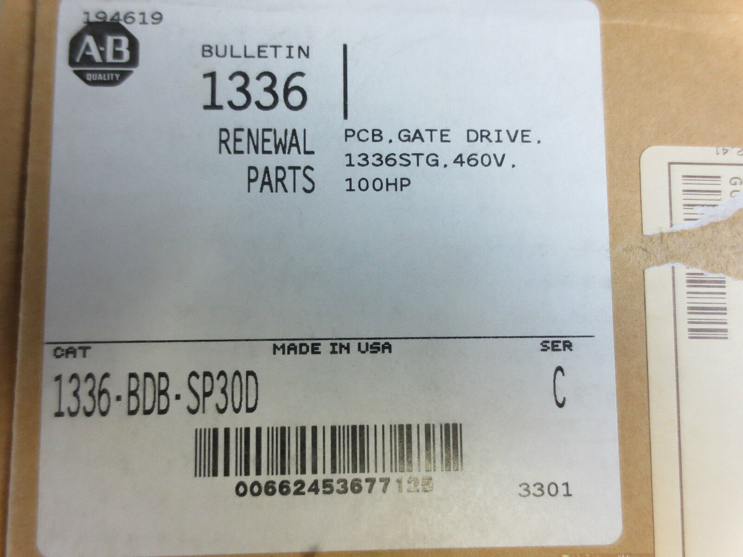 ALLEN-BRADLEY 1336-BDB-SP30D Rev. C PCB GATE DRIVER 1336STG, 460V, 100HP