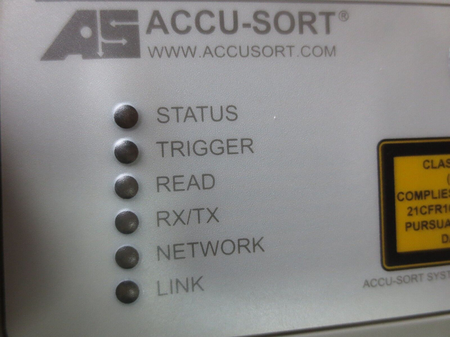 ACCU-SORT AXIOM-X LASER 4L BARCODE SCANNER W/ PS-4024 DC POWER SUPPLY- FOR PARTS