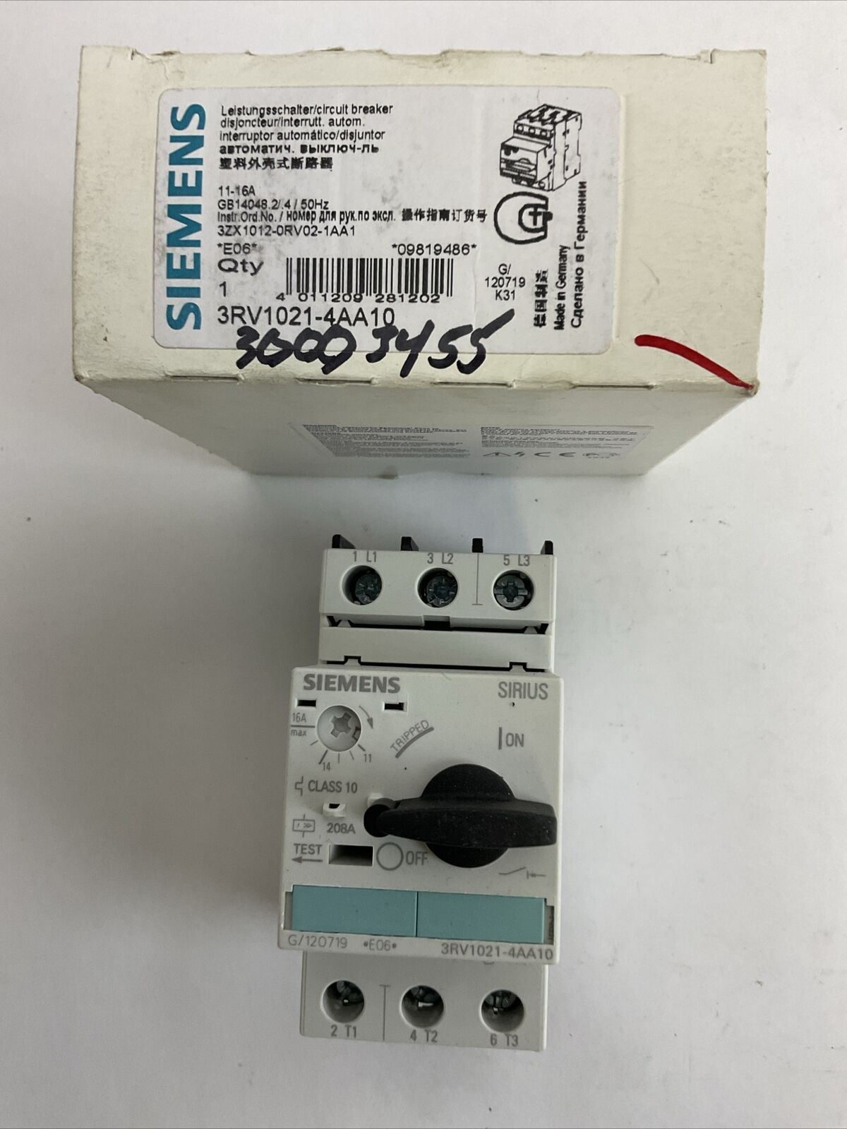SIEMENS 3RV2021-4AA10 CIRCUIT BREAKER 11-16A