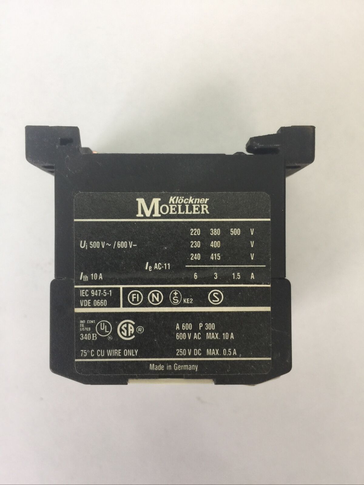 KLOCKNER MOELLERT DIL ER-22 CONTACTOR RELAY 120V 60HZ 110V 50HZ
