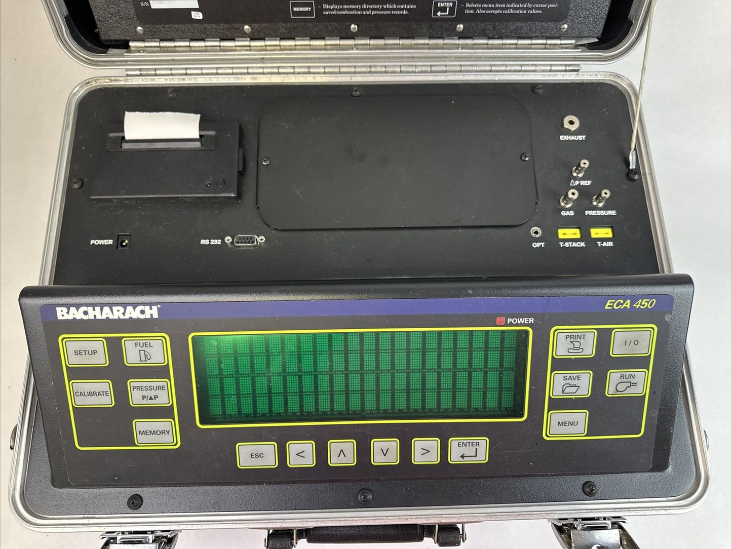BACHARACH ECA 450 ENVIROMENTAL COMBUSTION ANALYZER VERSION 1.80 INPUT 100-240VAC