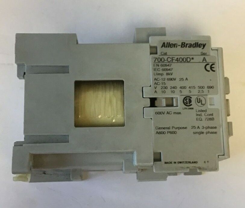 ALLEN BRADLEY 700-CF400D* CONTRACTOR SER. A 600VAC 25A 3PHASE***LOTOF2***