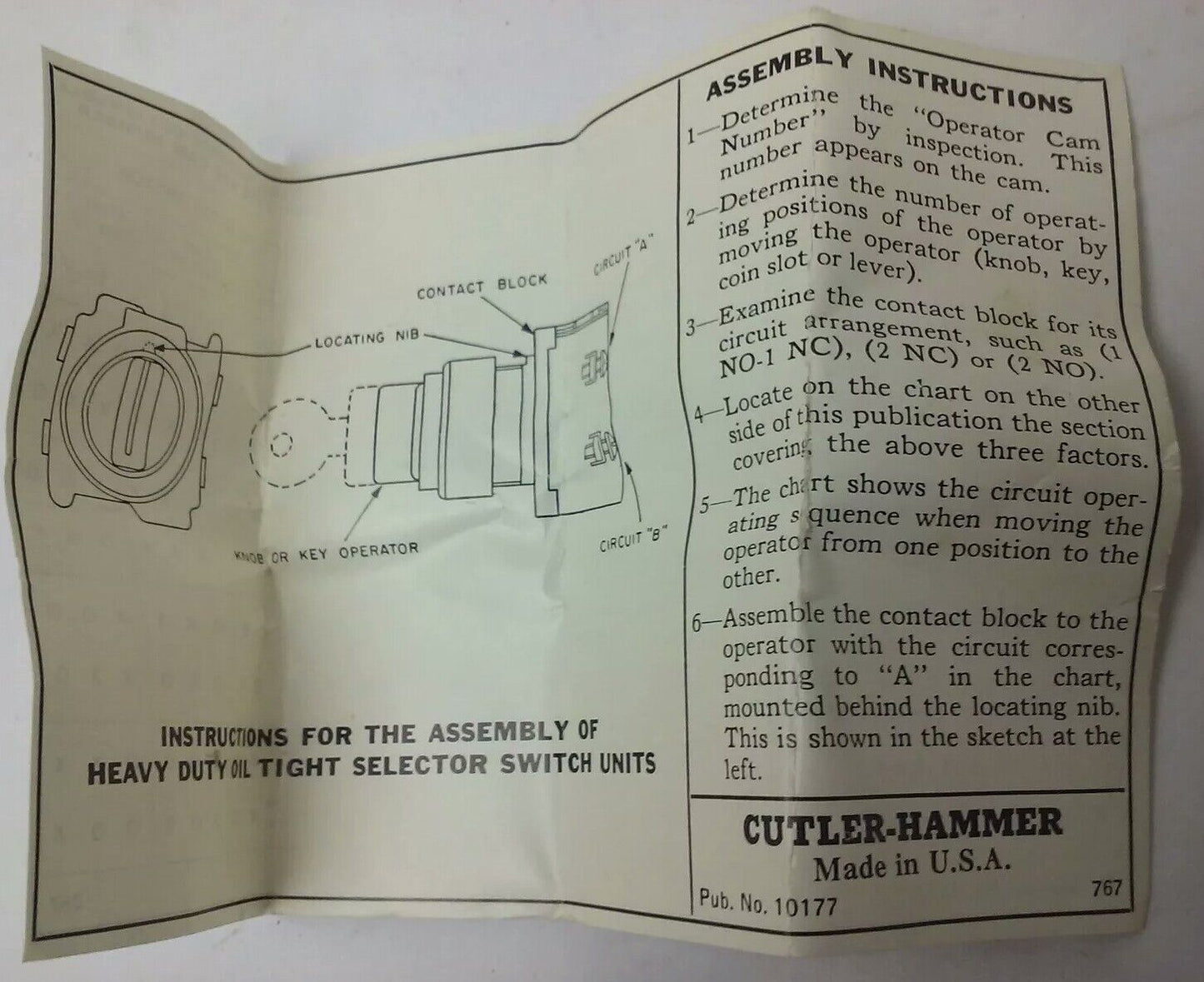 CUTLER HAMMER, 10250T1425, 10250T, OIL-TIGHT OPERATOR PUSH BUTTON LINE, CAM 5
