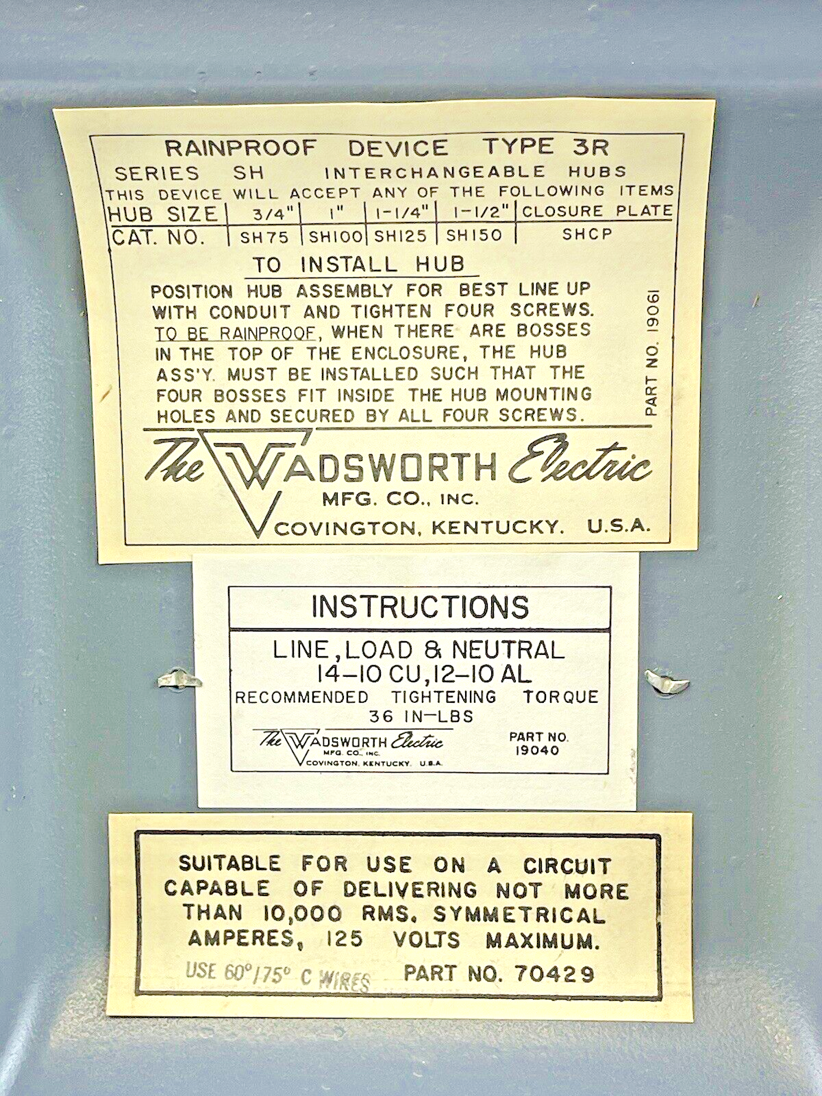 WADSWORTH ELECTRIC - RN30 - RAINPROOF ENCLOSED SWITCH - 2 POLE, 30A, 125 VAC, 3R