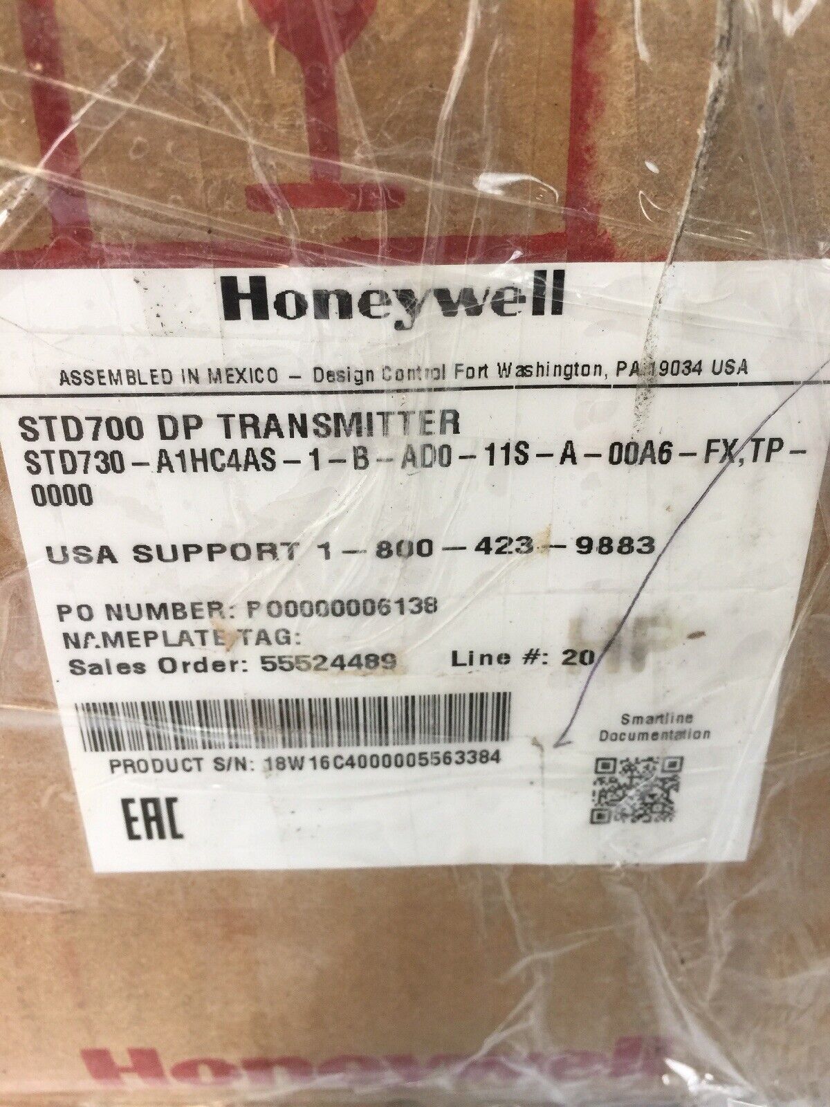 HONEYWELL STD730-A1HC4AS-1-B-AD0-11S-A-00A6-FX,TP-0000 STD700 DP TRANSMITTER