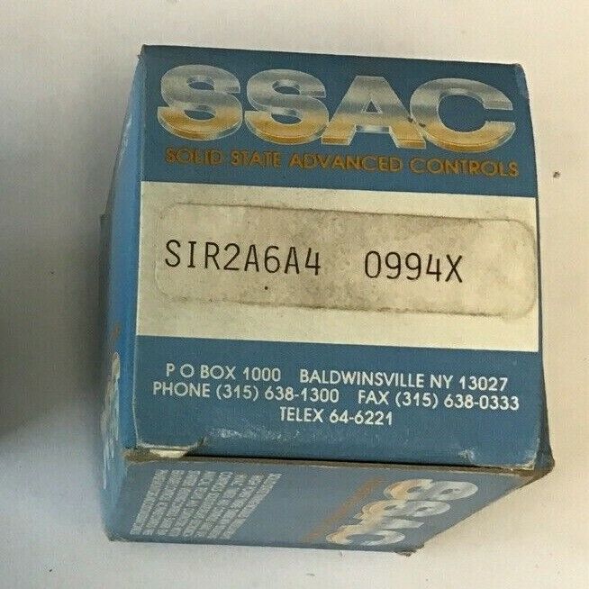 SSAC SIR2A6A4 CONTROL INPUT TIME DELAY9-30VAC/DC 120VAC 6AMP