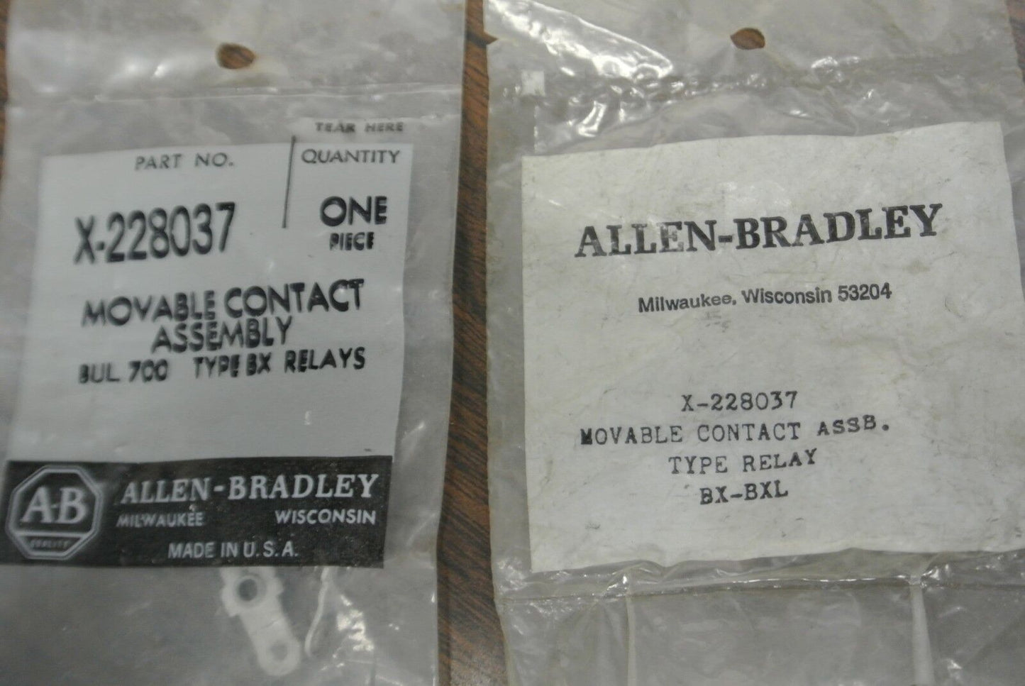 LOT of 5 / ALLEN-BRADLEY X-228037 MOVABLE CONTACT ASSEMBLY / BX, BXL / RELAY