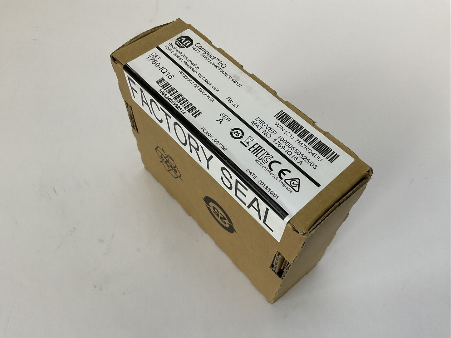 ALLEN BRADLEY 1769-IQ16 SER A FW 3.1 DIR/VER 10000550525/03 16PT 24VDC SINK /