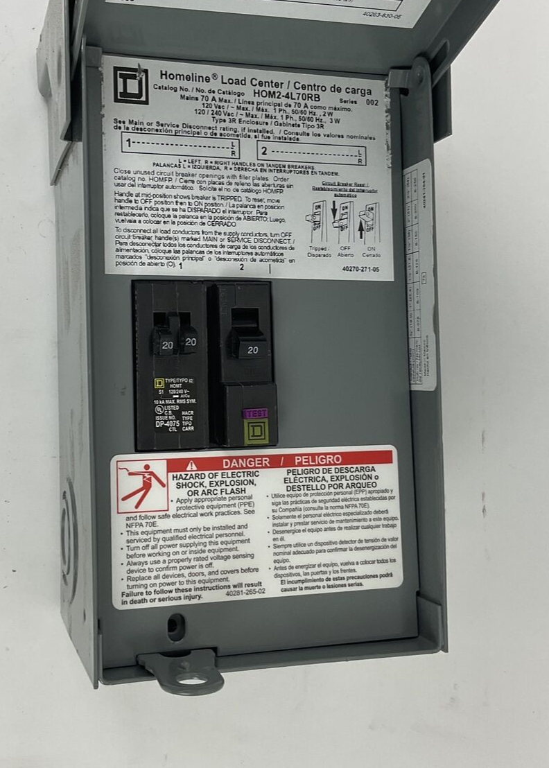 SQUARE D HOM2-4L70RB HOMELINE LOAD CENTER 70A SER.02 240VAC 1PH