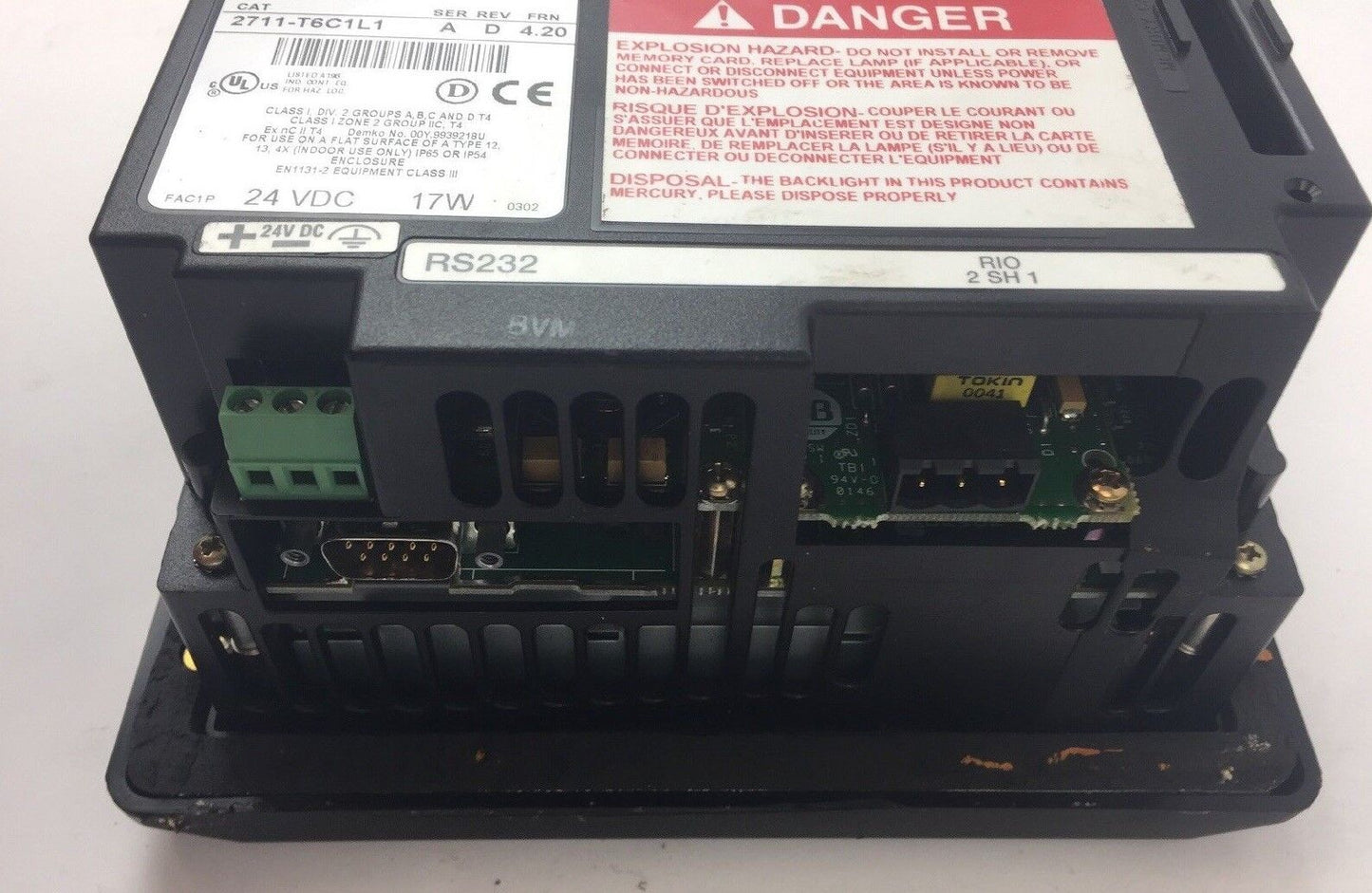 ALLEN BRADLEY 2711-T6C1L1 PANEL VIEW 600 TOUCHSCREEN SER A REV D FRN 4.20 24VDC
