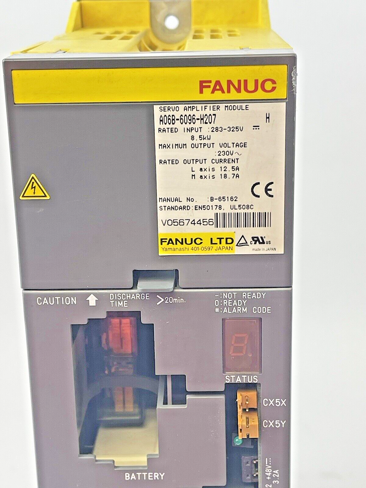 FANUC - A06B-6096-H207 SER. H - SERVO AMPLIFIER MODULE - 283-325V, 8.5kW, 12.5 A