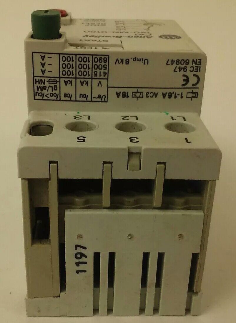 ALLEN BRADLEY 140-MN-0160, MANUEL MOTOR STARTER/ CIRCUIT BREAKER, 3PH, 600V,2.5A