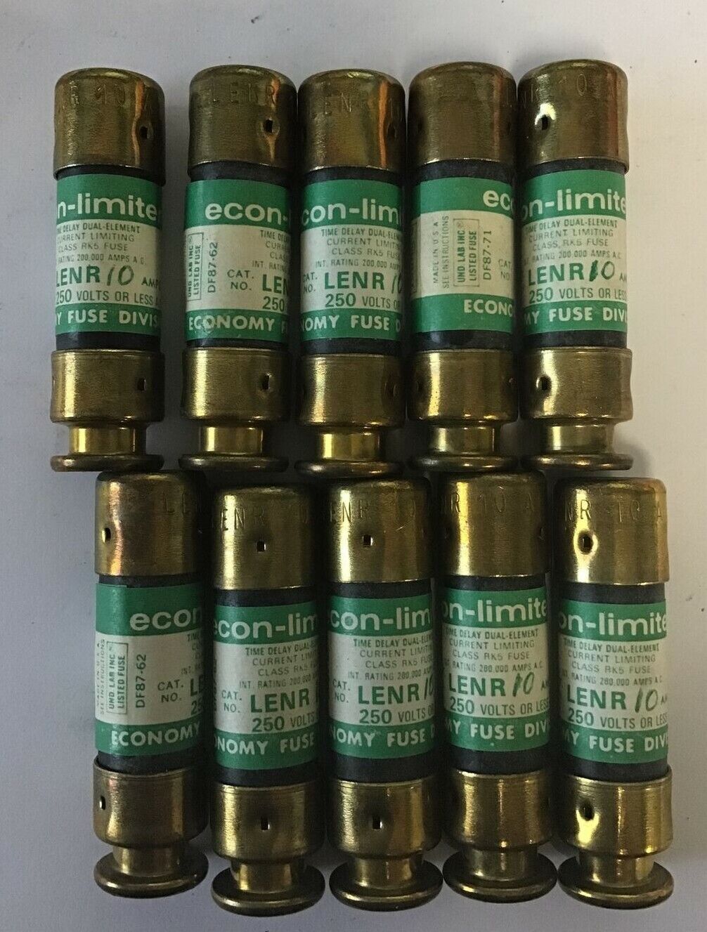 ECONOMY LENR 10 FUSE CLASS RK5 ECON-LIMITER 250VAC 10A ***LOTOF10***