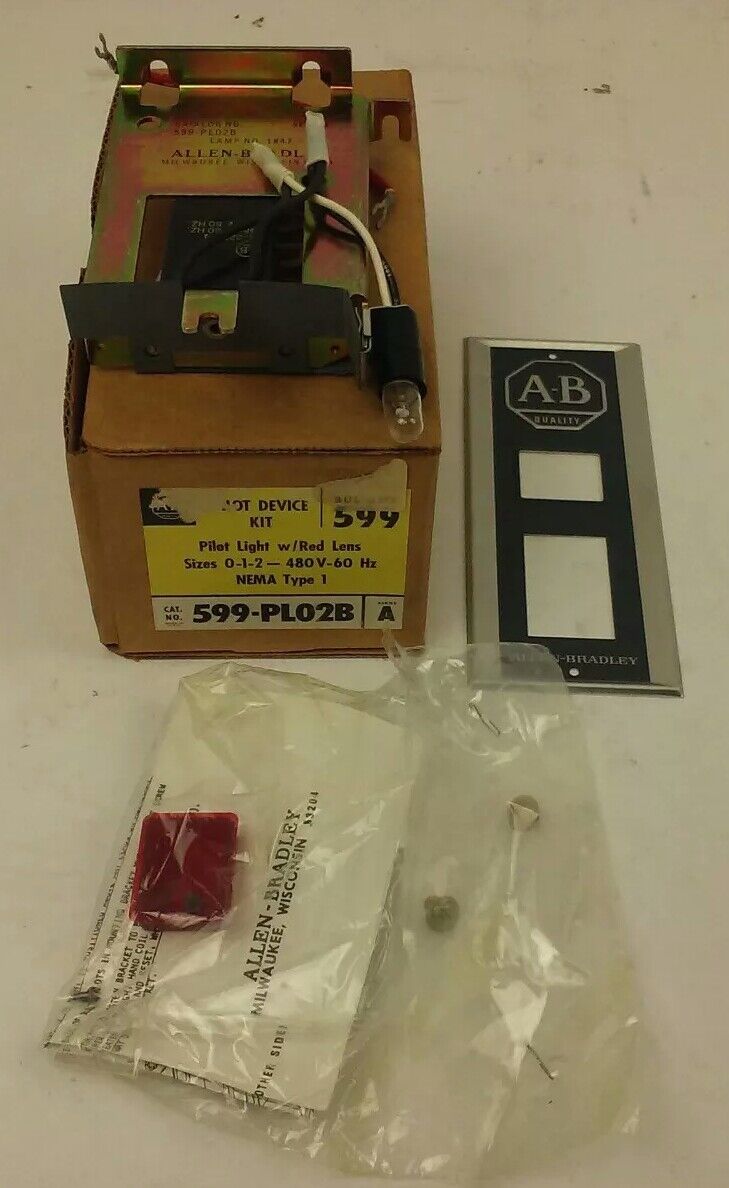 ALLEN BRADLEY 599-PL02B SER. A, PILOT LIGHT W/ RED LENS, SIZES 0-1-2, 480V- 60HZ
