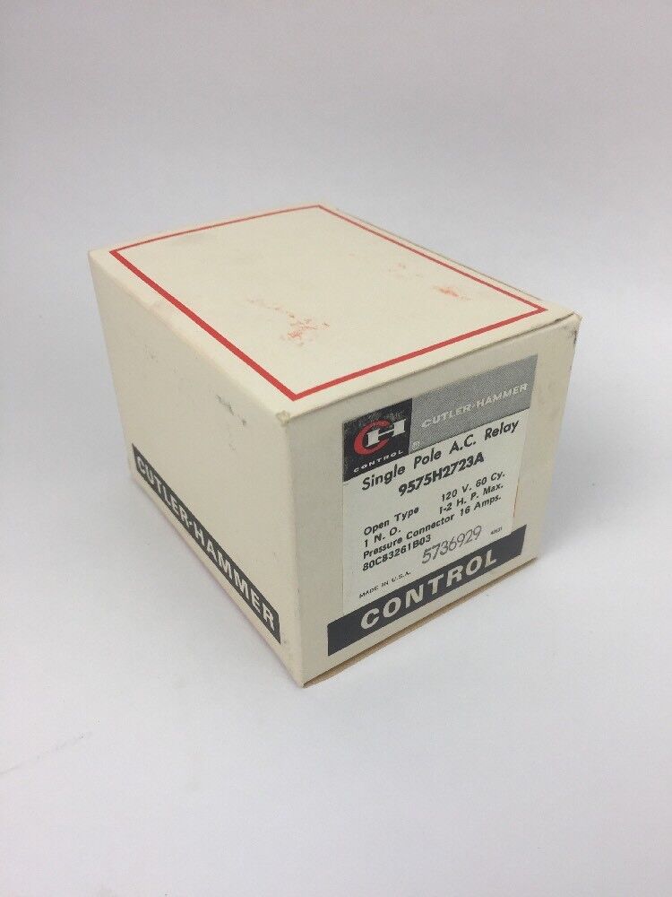 CUTLER HAMMER 9575H2723A SINGLE POLE A.C. RELAY 120 V 60 CY 16 AMPS 1-2 H.P. MAX
