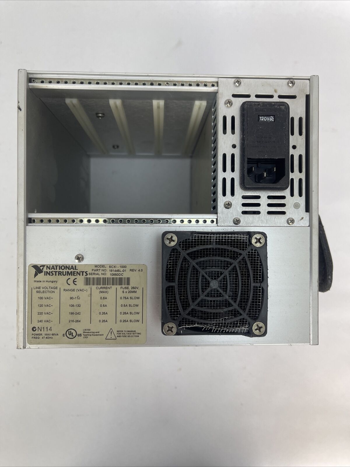 NATIONAL INSTRUMENTS NI SCXI-1000 POWER MODULE 120VAC 4 SLOT CHASSIS REV 4.0