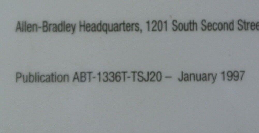 ALLEN-BRADLEY ABT-1336T-TSJ20 TROUBLESHOOTING GUIDE / for 1336 FORCE AC DRIVE