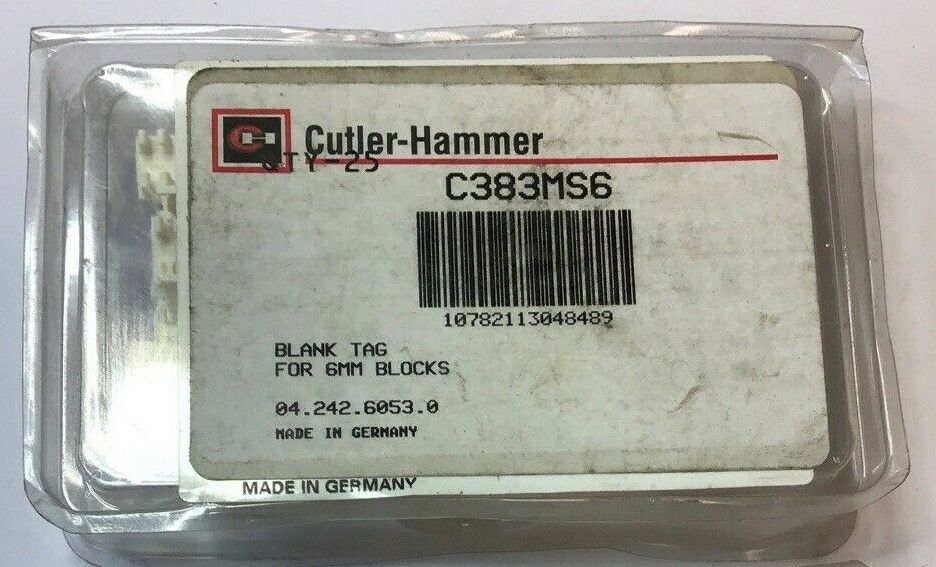 CUTLER HAMMER C383MS6 BLANK TAG 6MM BLOCKS ***LOTOF2***