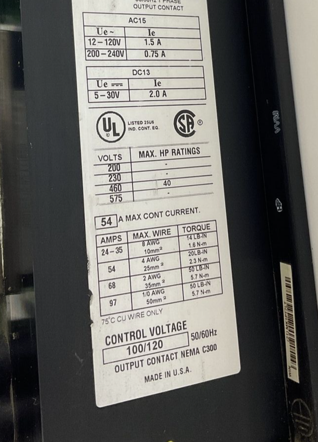 SPRECHER+SCHUH PGE-054-480V SOFT START SER.A 54A 50/60HZ 3PHASE 40HP
